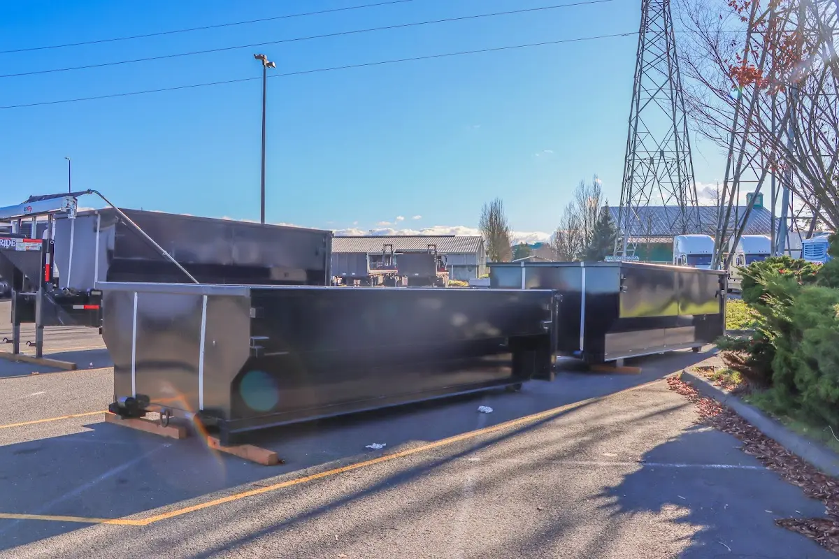 Roll-off dumpster ready for waste disposal at job site for 3 Yard Dumpster Rental in Unionville